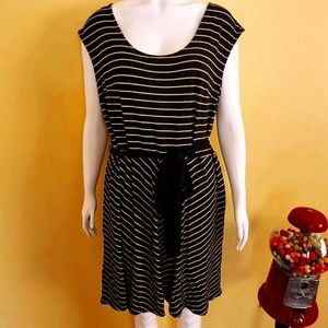 Ann Taylor Sleeveless Blue & Yellow Stripe Dress